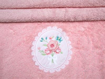 Rose Bouquet ХАВЛИЯ ЗА ЛИЦЕ С ресни Бродирани 50x80 cm Pink