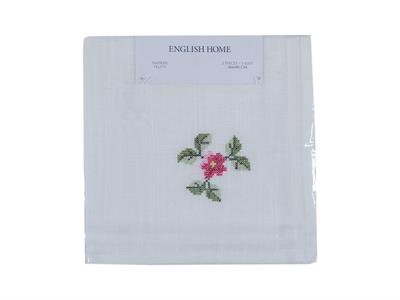 Rose Etamine Салфетка за Гости 2 комплекта Бродирани 40x40 cm Light Cream-Claret Red