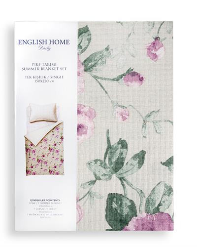 Rose Ivory Покривка Комплект Единичен Размер, Отпечатан, Люляк., 150 X 220 Cm