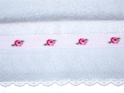 Rose Scroll ХАВЛИЯ ЗА ЛИЦЕ Орнаментна лента Бродирани 50x80 cm White