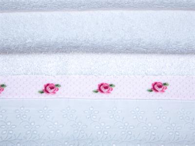 Rose Scroll ХАВЛИЯ ЗА ЛИЦЕ Орнаментна лента Бродирани 50x80 cm White