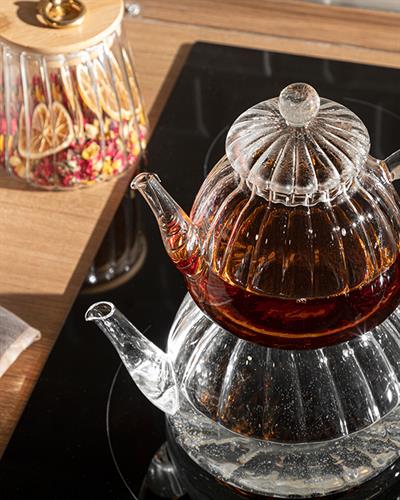 Rosella Чайник Жакард С Граници, Прозрачен, 600 Ml + 1000 Ml