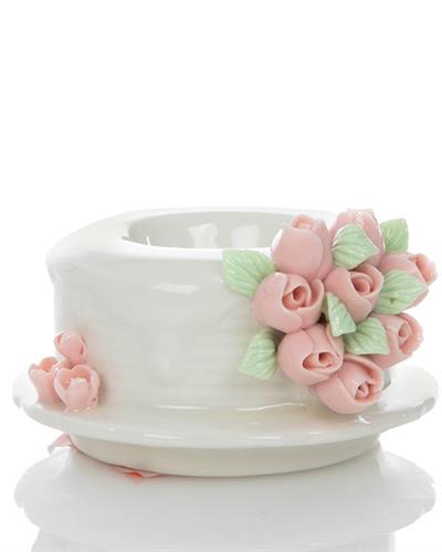 Rosy Life Свещник Каменна керамика 7,6x7,6x6 cm Бял