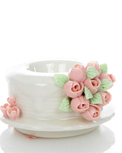 Rosy Life Свещник Каменна керамика 7,6x7,6x6 cm Бял