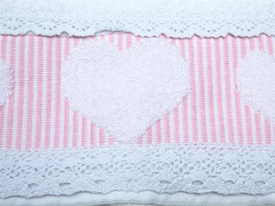 Rosy Love ХАВЛИЯ ЗА ЛИЦЕ С дантела Жакардов 50x80 cm White-Pink