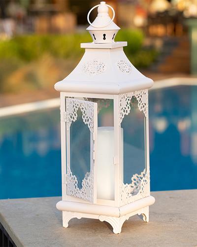 Royal Wrought Iron Lantern Light Pink,