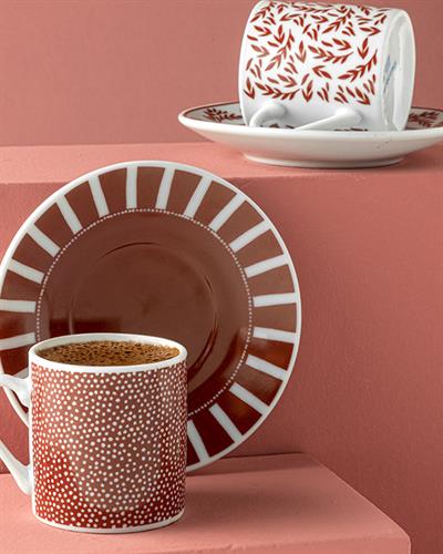 Royal Blend Сервиз За Кафе 4 Бр. За 2 Души, Порцелан, Бордо Червено, 80 Ml