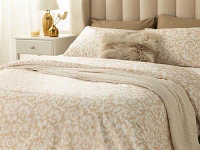 Royal Sroll СПАЛНО БЕЛЬО КОМПЛЕ Голям размер Памучен 240x220 cm Златисто