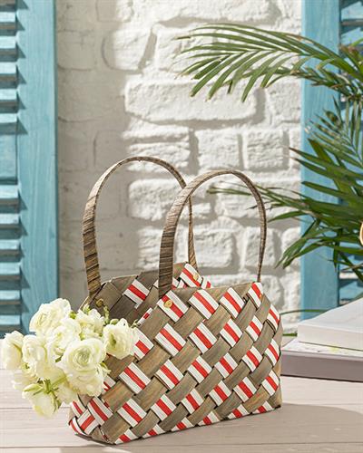 Royal Stripe Кошница 27x11x18 см Сив - Червен