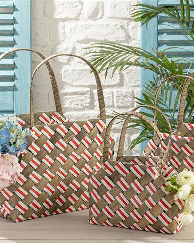 Royal Stripe Кошница 33x14x22 см Сив - Червен