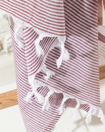 Royal Stripe Пещемал Памук 95x165 см Бургундско бежово