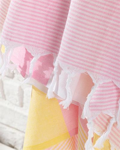 Royal Stripe Пещемал Памук 95x165 см Розов - Жълт