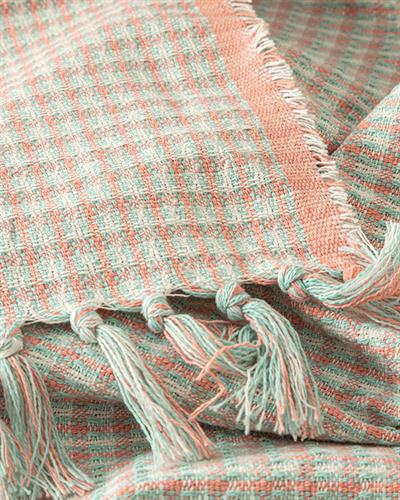 Rozaline Шал За Диван 130x170 см Син - Оранжево-розов