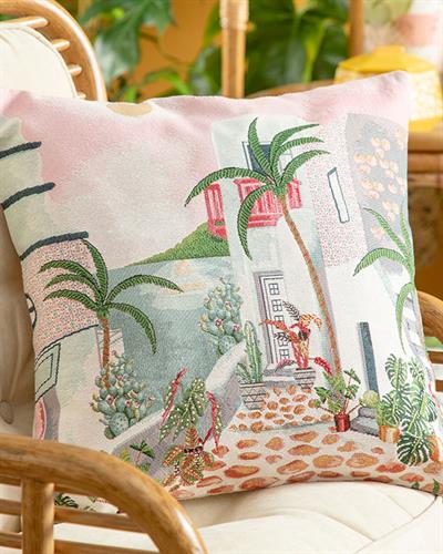 Rue Декоративна Калъфка За Възглавница Goblen, Розово-Жълто, 45 X 45 Cm