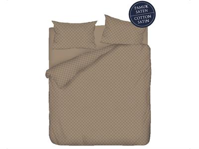 Rustic Check СПАЛНО БЕЛЬО КОМПЛЕ Двоен Памучен Сатен 200x220 cm Beige