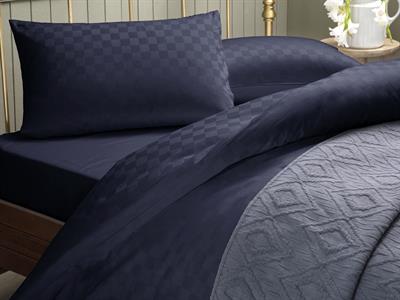 Rustic Check СПАЛНО БЕЛЬО КОМПЛЕ Двоен Памучен Сатен 200x220 cm Dark Blue