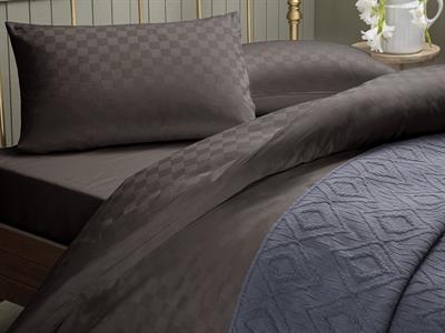 Rustic Check СПАЛНО БЕЛЬО КОМПЛЕ Голям размер Памучен Сатен 240x220 cm Браун