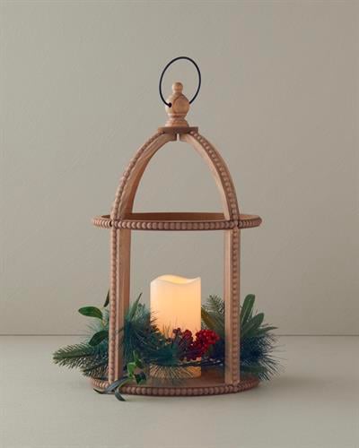 Rustic Wooden With Led Lantern Natural.