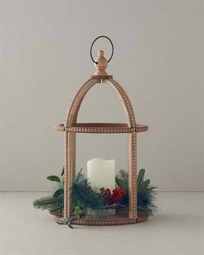 Rustic Wooden With Led Lantern Natural.