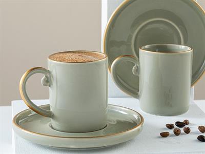 Sacha Porcelain 4 Parça 2 Kişilik Coffee Cup Set 85 ml Beige
