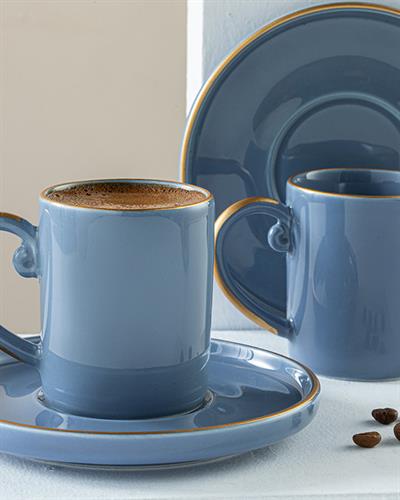 Sacha Комплект С Чаши За Кафе 4 части за 2 души Порцелан 85 мл Син