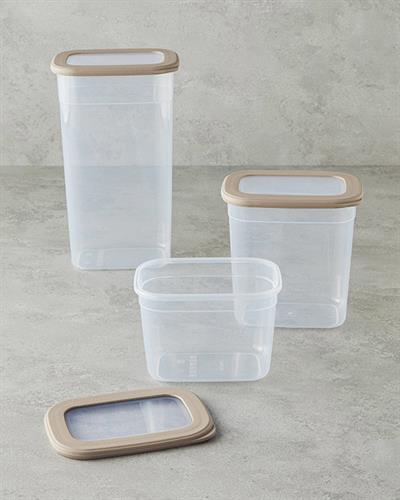 Safe Food Съд За Съхранение 3 бр. Пластмаса 1300+2000+3200 мл Бежов