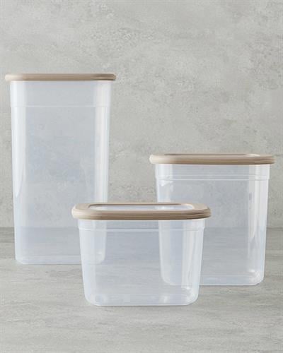 Safe Food Съд За Съхранение 3 бр. Пластмаса 1300+2000+3200 мл Бежов