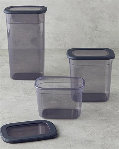 Safe Food Съд За Съхранение 3 бр. Пластмаса 1300+2000+3200 мл Антрацит