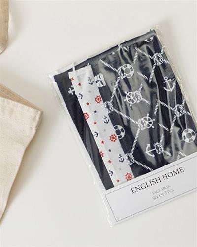 Sailboat Маска Плат Памук 9,5x18 см Бял - Морскосин