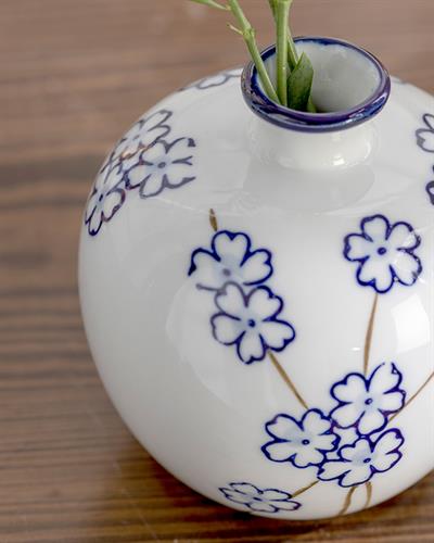 Sakura Ваза Порцелан, Синьо Бяло, 11,0 X 11,0 X 11,5 Cm