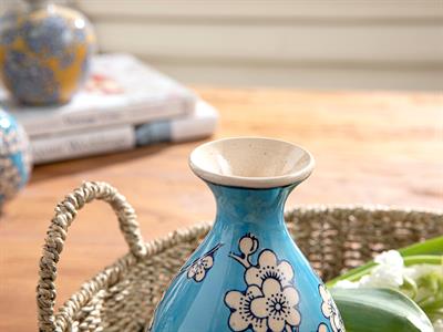 Sakura Garden Ваза Порцелан, Синьо, 10 X 10 X 15 Cm