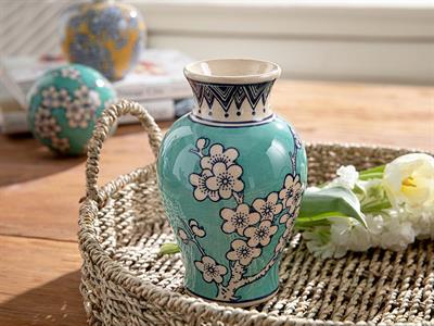 Sakura Garden Ваза Порцелан, Зелено, 10 X 10 X 15 Cm