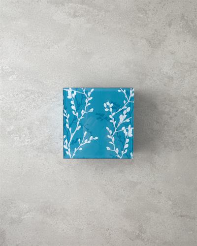 Sakura Garden Декоративна Кутия Стъкло 12x12x5,3 см Светлосин