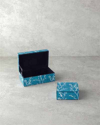 Sakura Garden Декоративна Кутия Стъкло 21x13x8,5 cm Светлосин