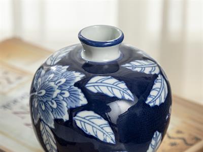 Salford Ваза Порцелан 10,5x10,5x11 см Син - Бял.