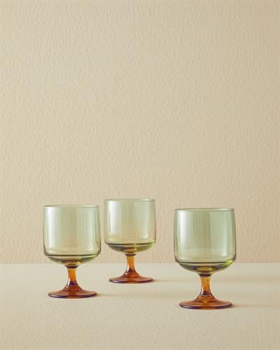 Sandor Glass 3 pcs Cup 300 ml Green - Orange