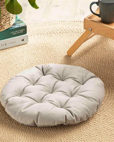 Sandy Round Възглавница За Стол Кадифе, Сиво, 40 Cm