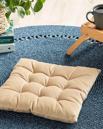 Sandy Square Възглавница За Стол Кадифе, Светлокафяво., 40 X 40 Cm