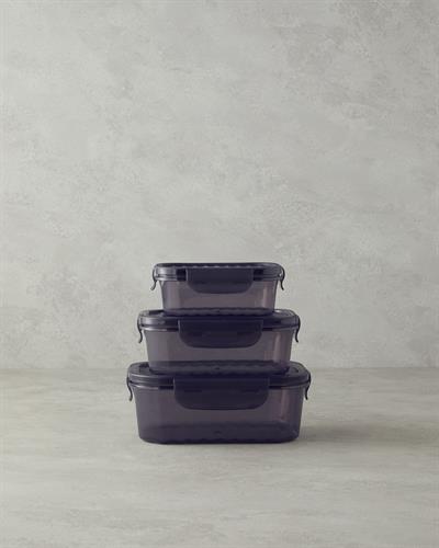 Sasha Кутия За Съхранение 3 бр. Пластмаса 400+800+1400 мл Антрацит