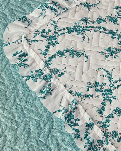 Scroll Flowers Комплект Кувертюра За Легло Двоен Многофункционален 200x220 см Зелен