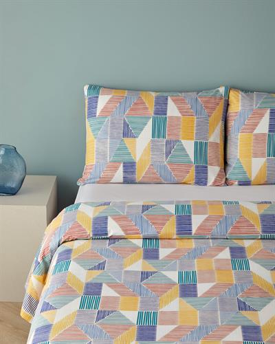 Sea Marine Спален Комплект Двоен Памучен 200x220 см Червен - Жълт