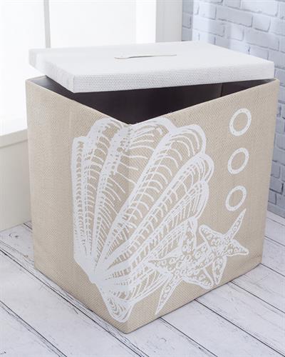 Sea Shell Кош За Пране С капак Полиестер 51x41x54 cm Бежов