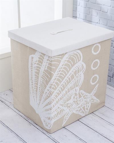 Sea Shell Кош За Пране С капак Полиестер 51x41x54 cm Бежов