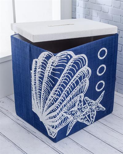 Sea Shell Кош За Пране С капак Полиестер 51x41x54 cm Син