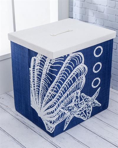 Sea Shell Кош За Пране С капак Полиестер 51x41x54 cm Син