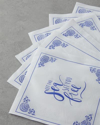 Хартиени Салфетки 20 бр. Хартия 33x33 см Морскосин - Бял