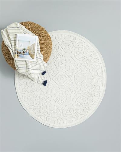 Seana Килим От Букле 110x110 см Бял