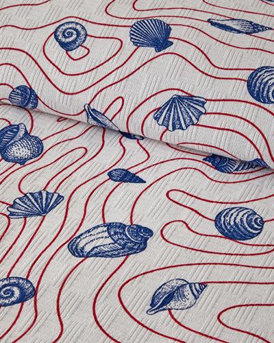 Seashell Shmphony Одеяло Пике Двоен С щампа 200x220 см Червен-Тъмносин