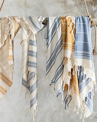 Serenity Пещемал на райе Памучен 90x160 cm Син