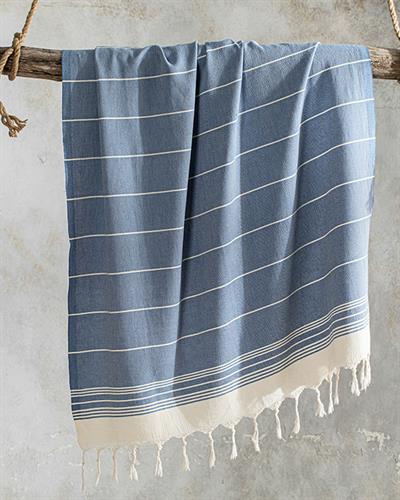 Serenity Пещемал на райе Памучен 90x160 cm Син